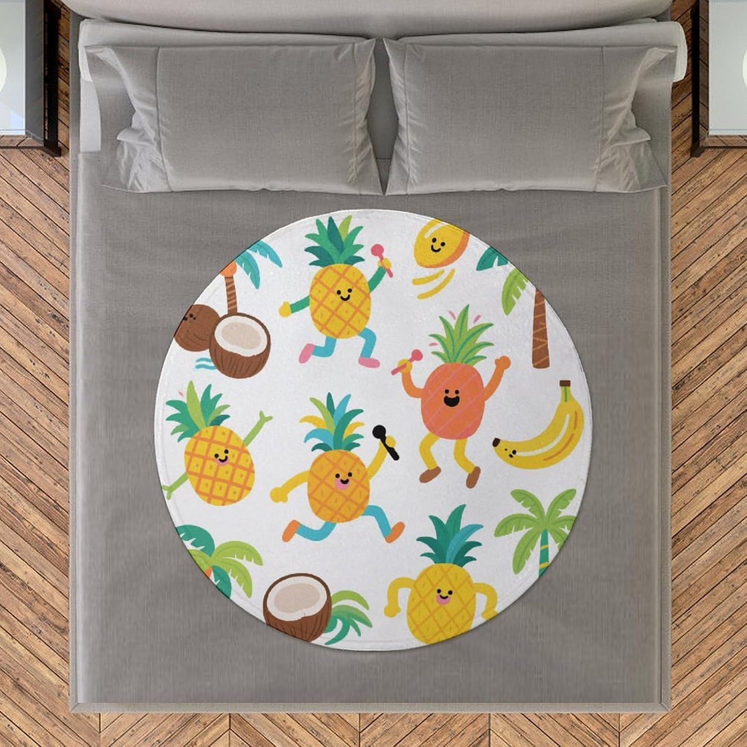 Pineapples Throw Blanket Round Beach Towel | 59.1 Inch Circular Flannel blanket Large Soft Beach Blanket Lightweight Foldable Beach Towel Throw for Daily Leisure Use