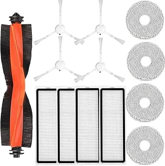 Vacuum Cleaner Replacement Parts Compatible with Xiaomi S20+ plus Accessories,1 Main Brush,4 Filter,4 Side Brushes,4 Mop Pads Accessories Kits13PCS