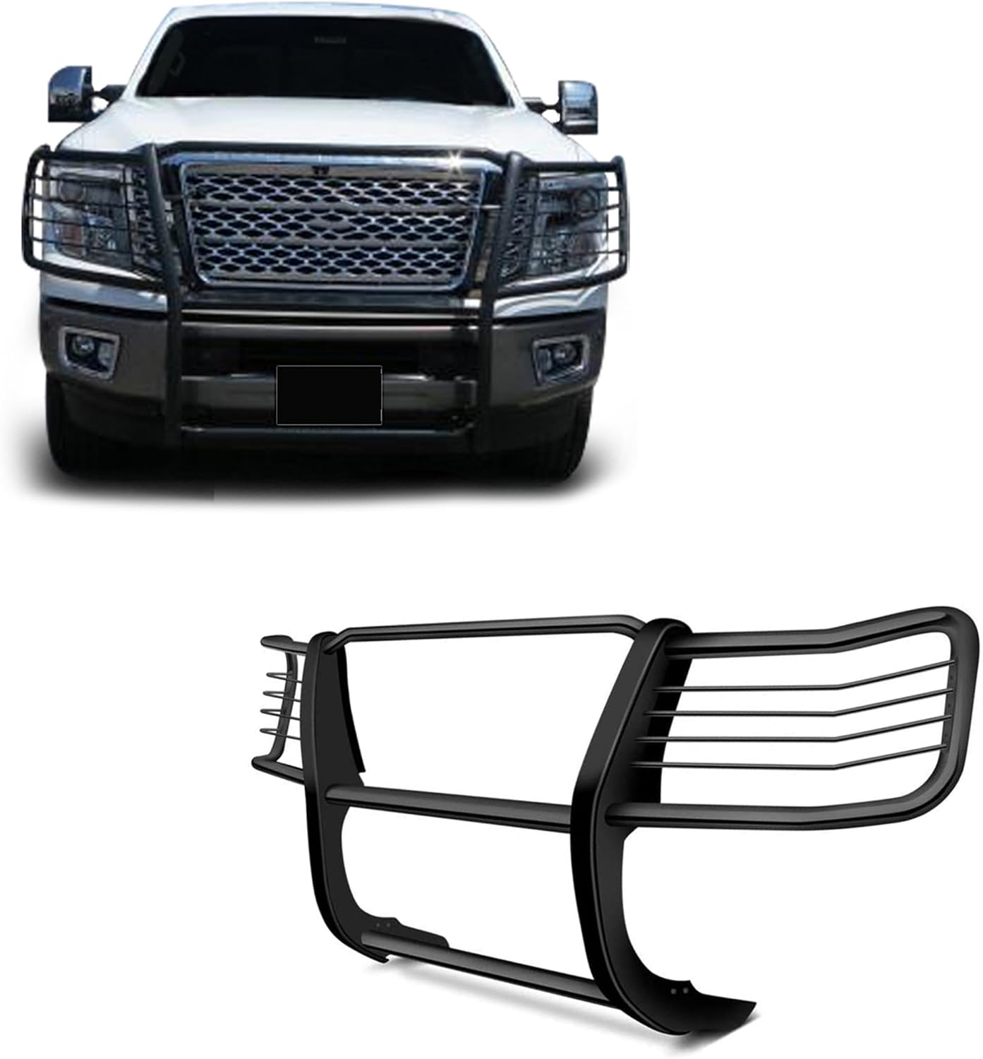 Black Horse Grille brush Bumper Guard Modular Black Compatible with 2017-2024 Nissan Titan(Excl. Titan XD models)-17NR27MA