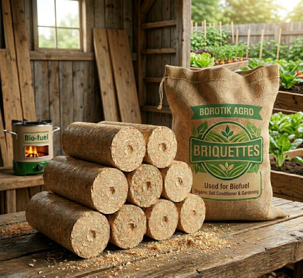 BOROTIK Agro Biomass Briquettes, Sawdust Compressed Wood Fuel, for Biofuel, BBQ Charcoal,Boiler Fuel,Organic Soil Conditioner, Stove Wood and Gardening-image-3