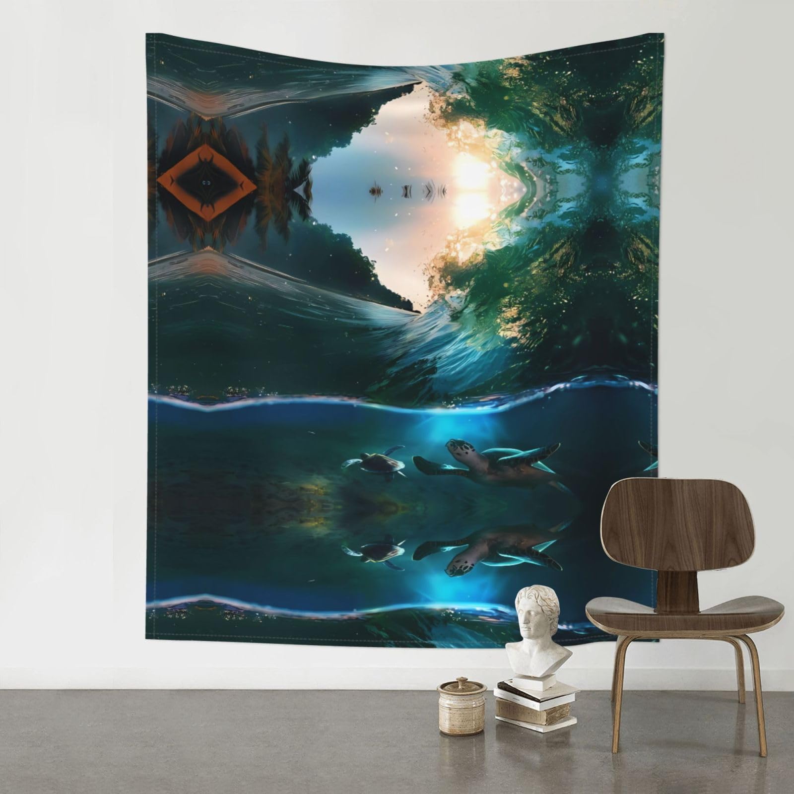WHJSSF Diving Sea Turtle Prints Wall Tapestry 60x51in - Boho Decor Throw for Bedroom, Dorm, Picnic & Outdoor Adventures