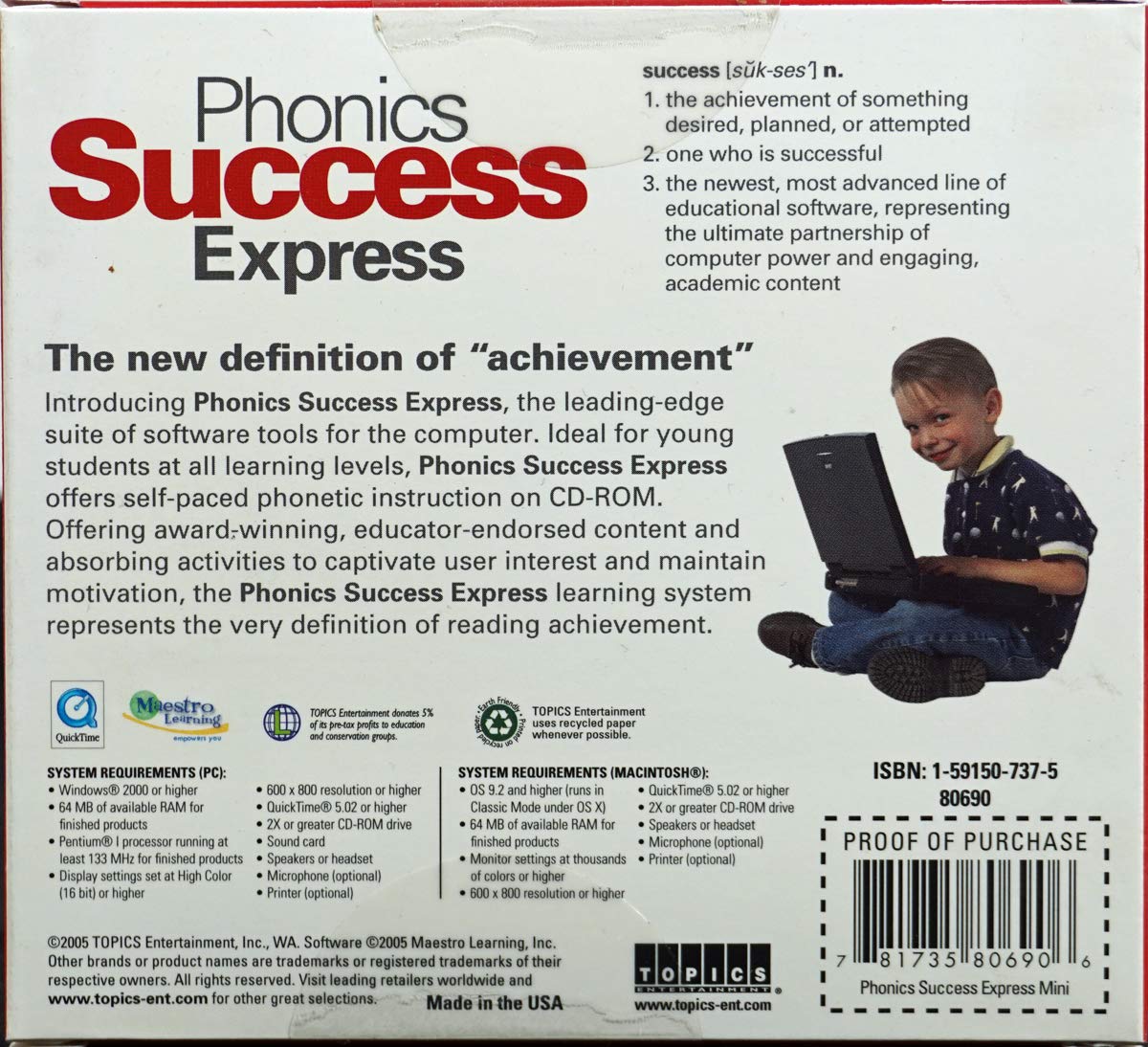 Topics Entertainment Phonics Success Express (Grades K-4) Ages 5-9 - The New Definition of Achievement on CDRom