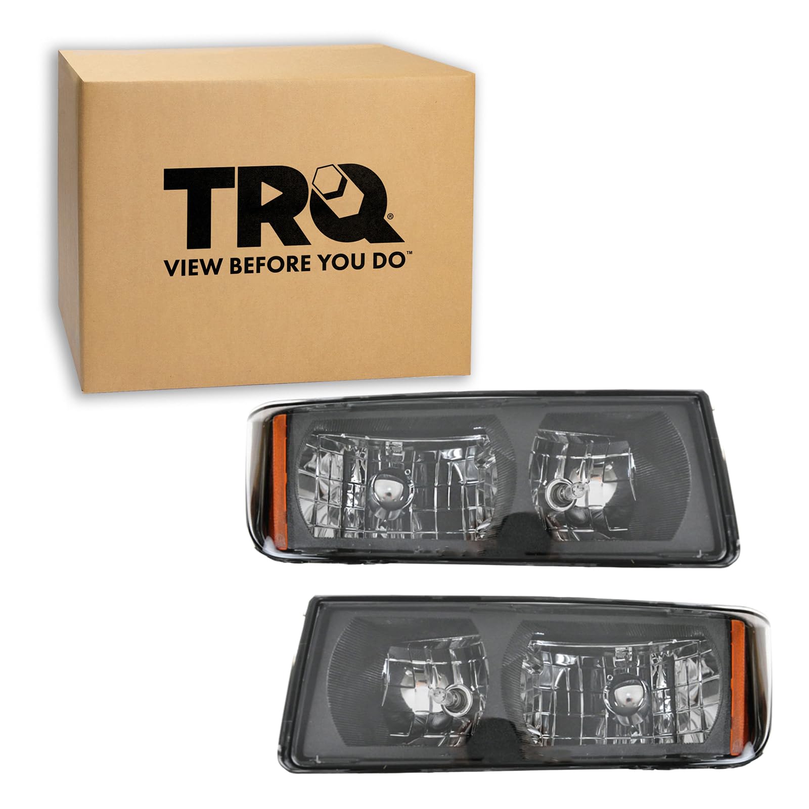 TRQ Headlight Assembly Set GM2502219 GM2503219 Compatible with 2002-2006 Chevrolet Avalanche 1500 Avalanche 2500