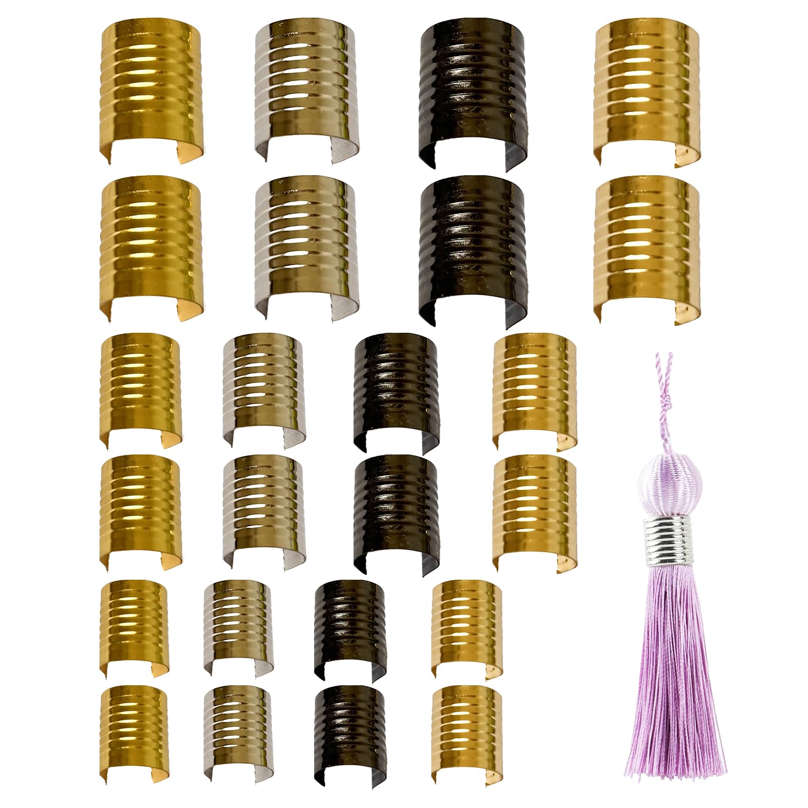 240 Pcs Metal Cylindrical Opening Crimps, 3 Sizes Leather Rope Clips, Cord String Fastener for DIY Crafts Tassel Macrame, 4 Colors
