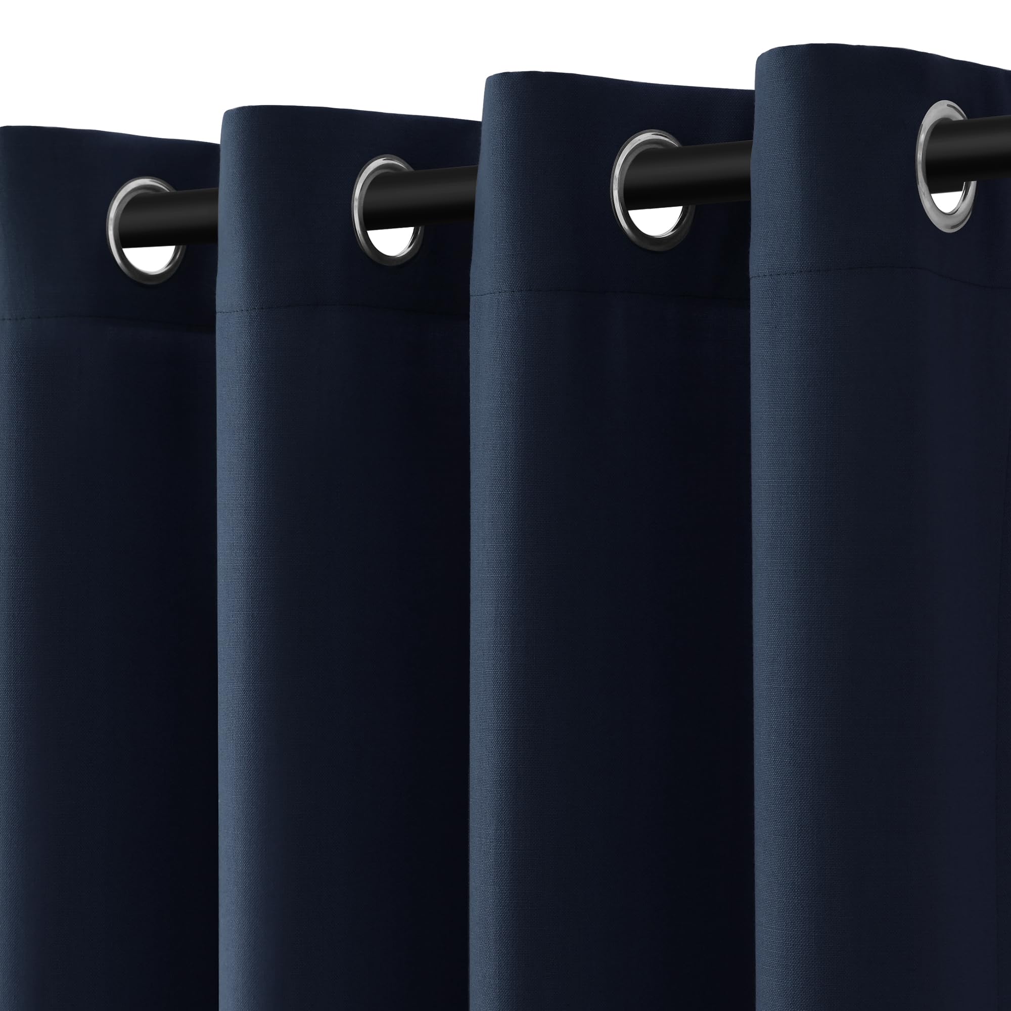 Nanspring Extra Long Navy Blue Linen Curtains 108 Inches Long Grommet