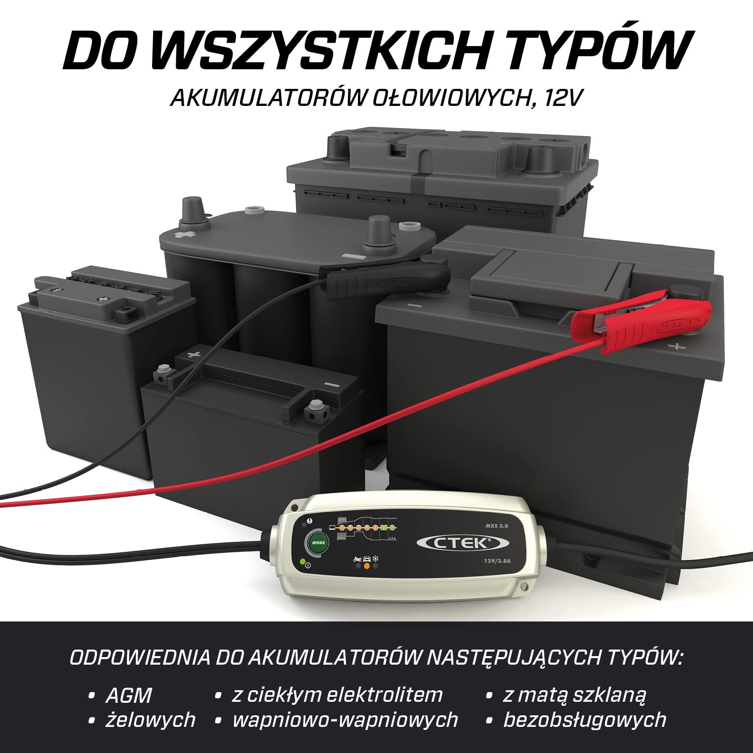 CTEK MXS 3.8, Ładowarka 12V, Inteligentna Ładowarka I Konserwator, Ładowarka Tender Baterii, Motocykl I Ładowarka Samochodowa, Odsiarczalnik Baterii Z Trybem Płatka Śniegu I Pływak/Impuls Konserwacji