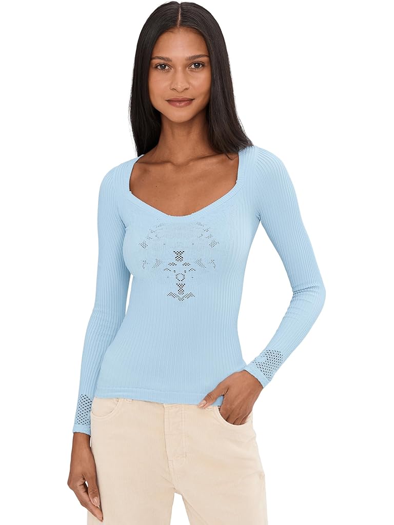 Blue Free People Dynamic Duo Tee