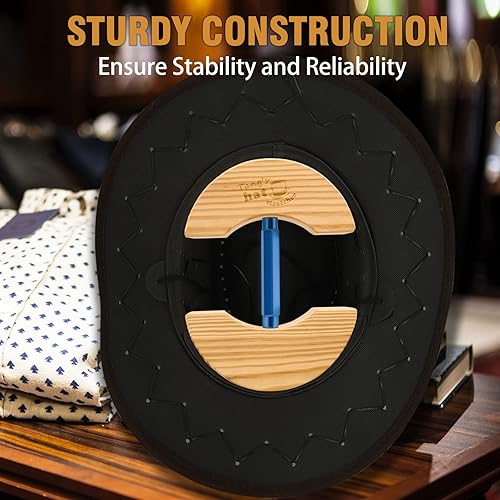 Miniatura 5 de Tang's Camilla de sombrero de madera, talla única, unisex, para adultos, con tensor ajustable, para todos los sombreros, Azul