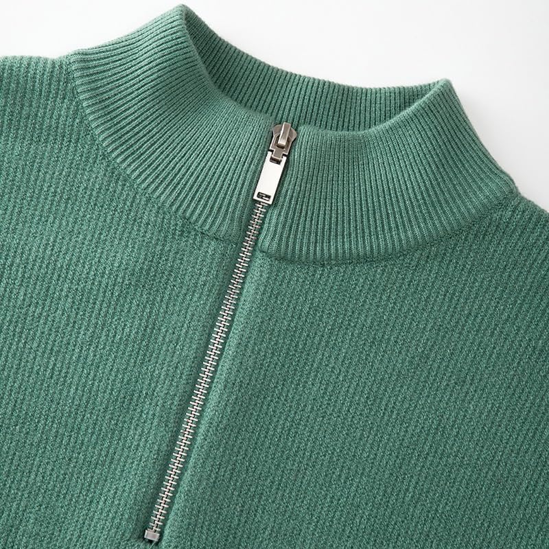 Men's Stand Up Collar Sweater Half Zipper Color Blocked Knit Sweaters Men Clothing