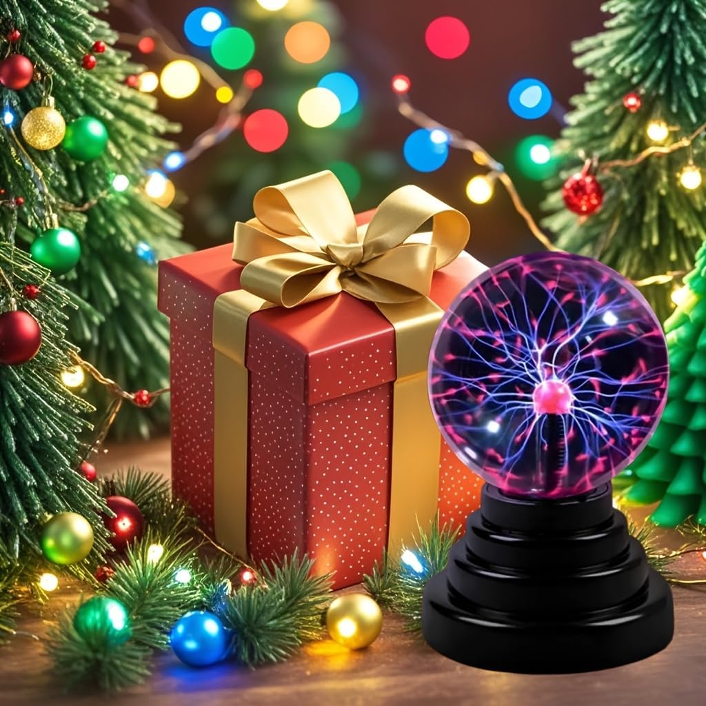 Plasma Ball Light, 5 Inches, USB Plug, Touch and Sound Activated Lightning Globe, Magical, Interactive, Mood Setting, Fun and Science Lamp, Prop for Parties, Craft Art Decor (Black)