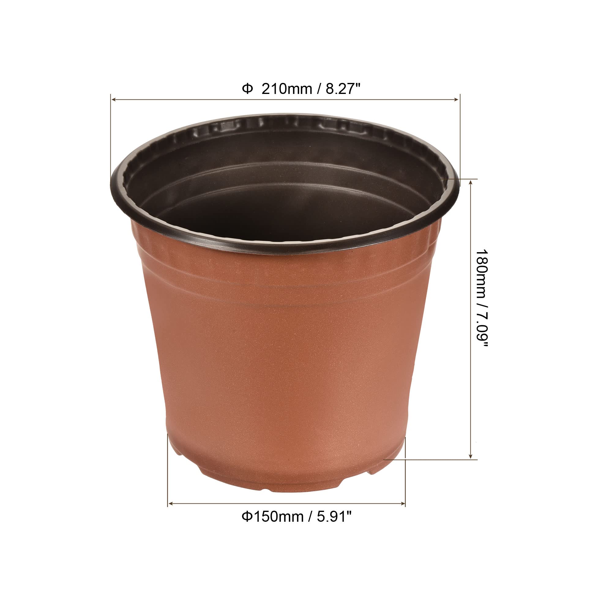 sourcing map 8 Pulgadas Plástico Planta Vivero Macetas 25 Paquete Flores Inicio Maceta Contenedor para Interior Exterior, Rojo