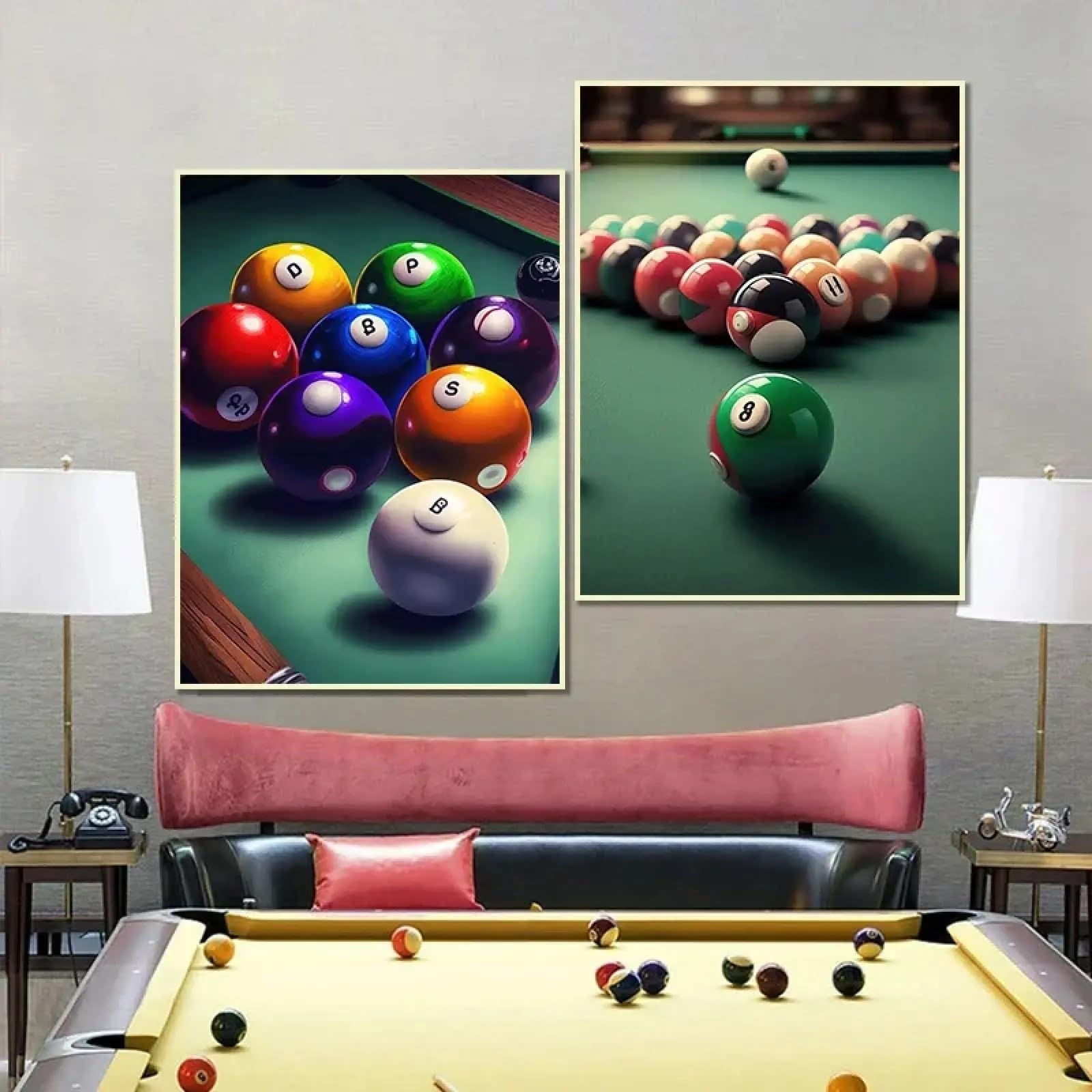 Tableau de billard moderne 70x90cm impression toile HD décoration salon