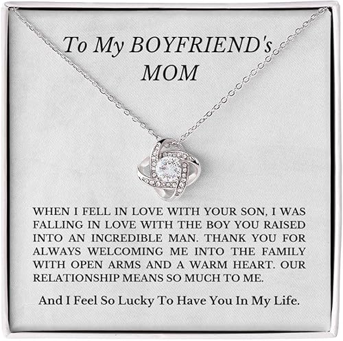 Collar con texto en inglés "To My Boyfriends Mom", regalos para novios y mamá, regalos lindos para novios y madres en el día de la madre, regalo del