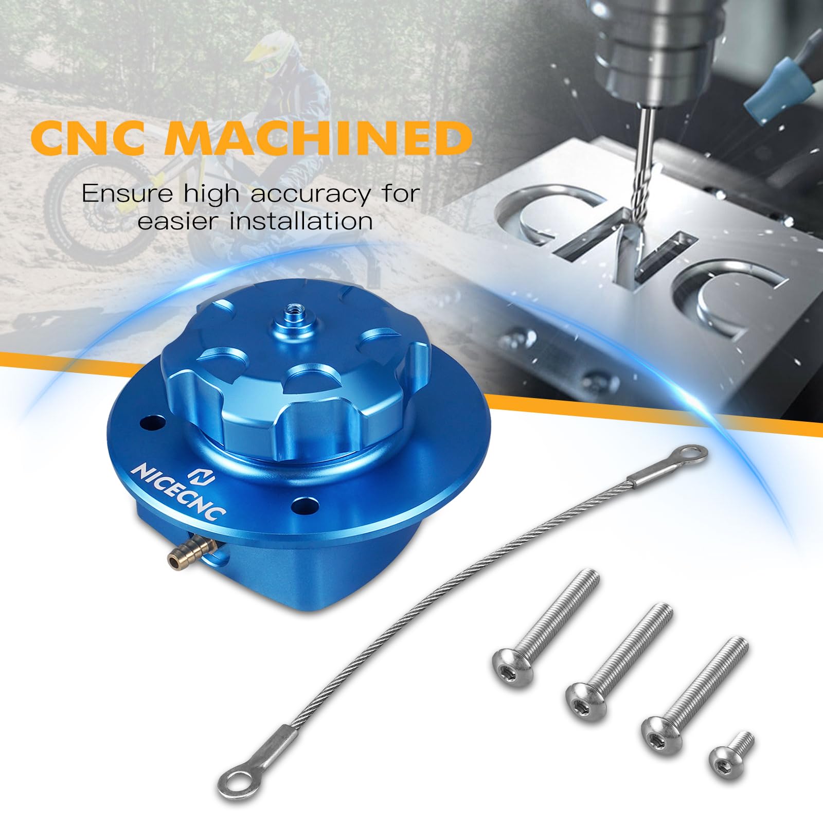 NICECNC Tapa de llenado de Aceite para Tanque de Combustible de Motocicleta, Color Azul, Compatible with GasGas 700 Enduro y Supermoto 2022-2024, llenado de Tanque de Combustible Compatible with
