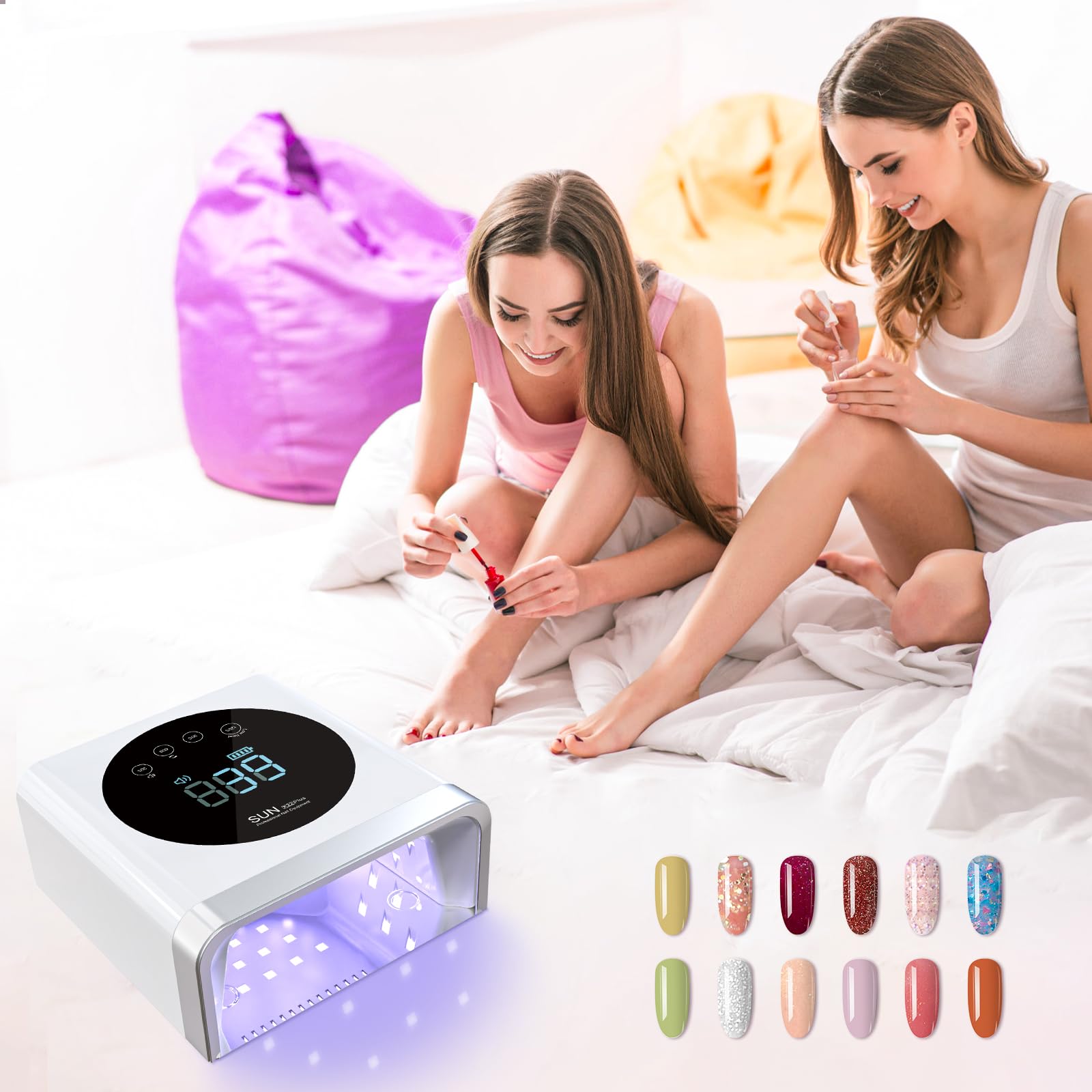 NAILGIRLS Lampade UV Per Unghie, Lampada LED UV per Unghie Ricaricabile 150 W,Portatile Lampada per Unghie Senza Fili Fornetto Unghie 4 Timer Sensore Automatico, Asciuga Unghie per Manicure Pedicure