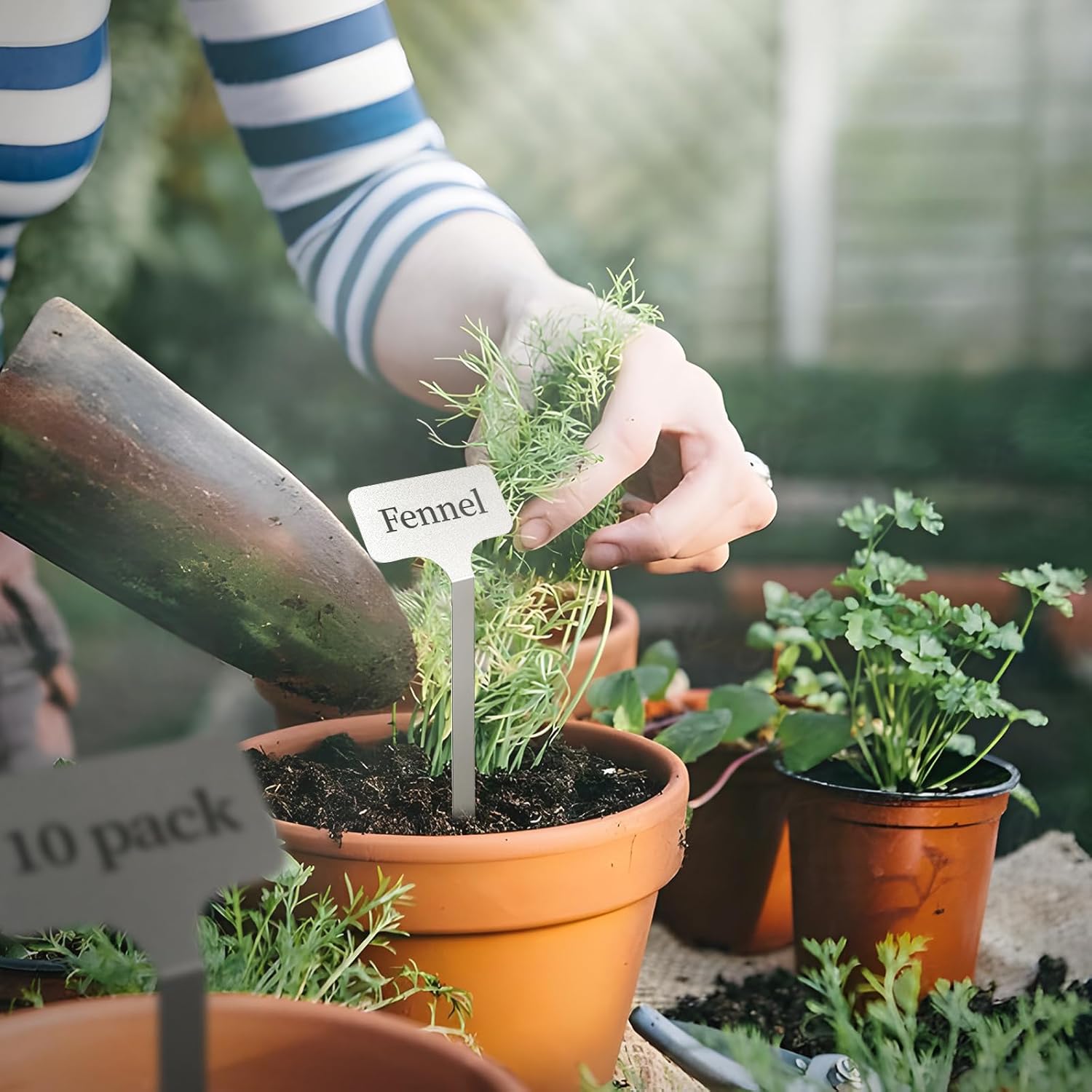 Stainless Steel Plant Labels, Metal Waterproof Plant Markers,Height 12.75 in, Label Area 2.5 in*1.25 in resuable Nursery Tags for Vegetables herb Flower Seed Green House- 20-Pack - Image 3