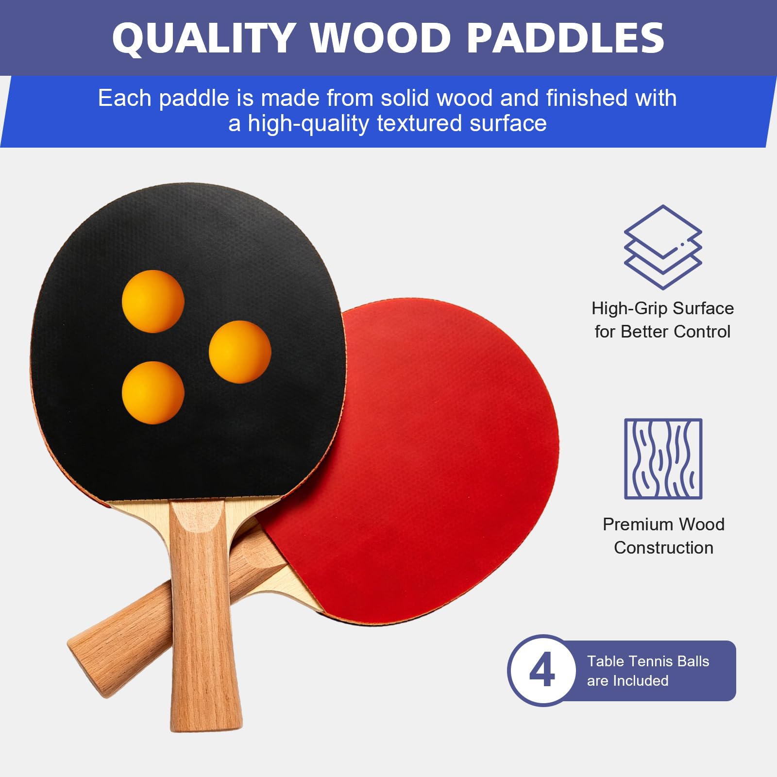 Tavolo da ping pong, 182 x 91 cm, pieghevole, professionale e portatile, con rete, 2 racchette e 4 palline, per interni ed esterni (nero)