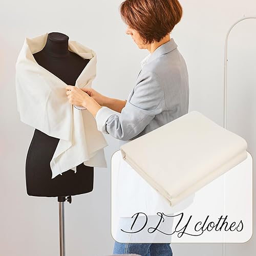 Miniatura 7 de Tela de muselina de algodón de 63 pulgadas x 5.45 yardas, tela de algodón ligera sin blanquear, paño de muselina natural por yarda para respaldar