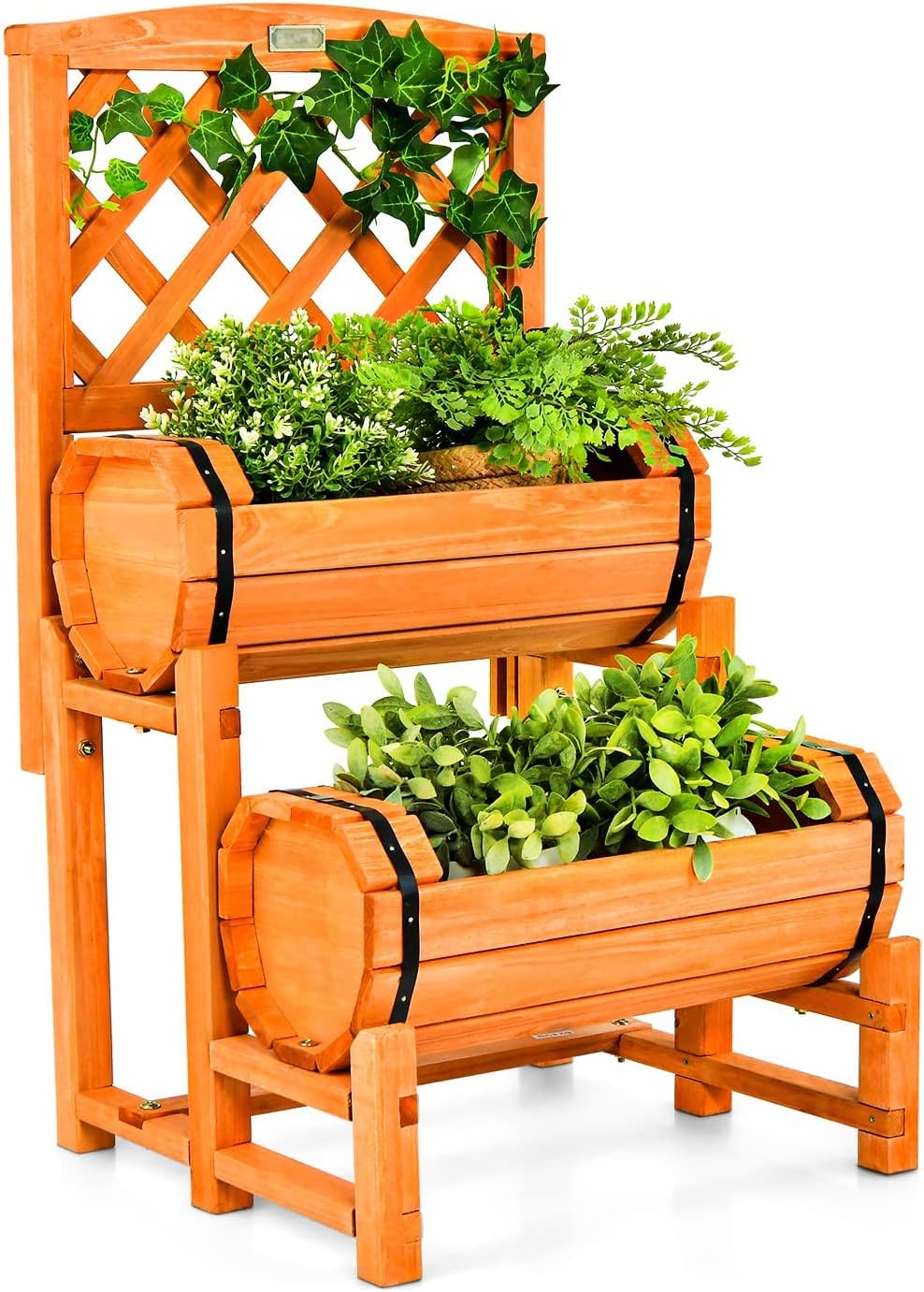 HAPPYGRILL Raised Garden Bed with Trellis 2Tier Wooden