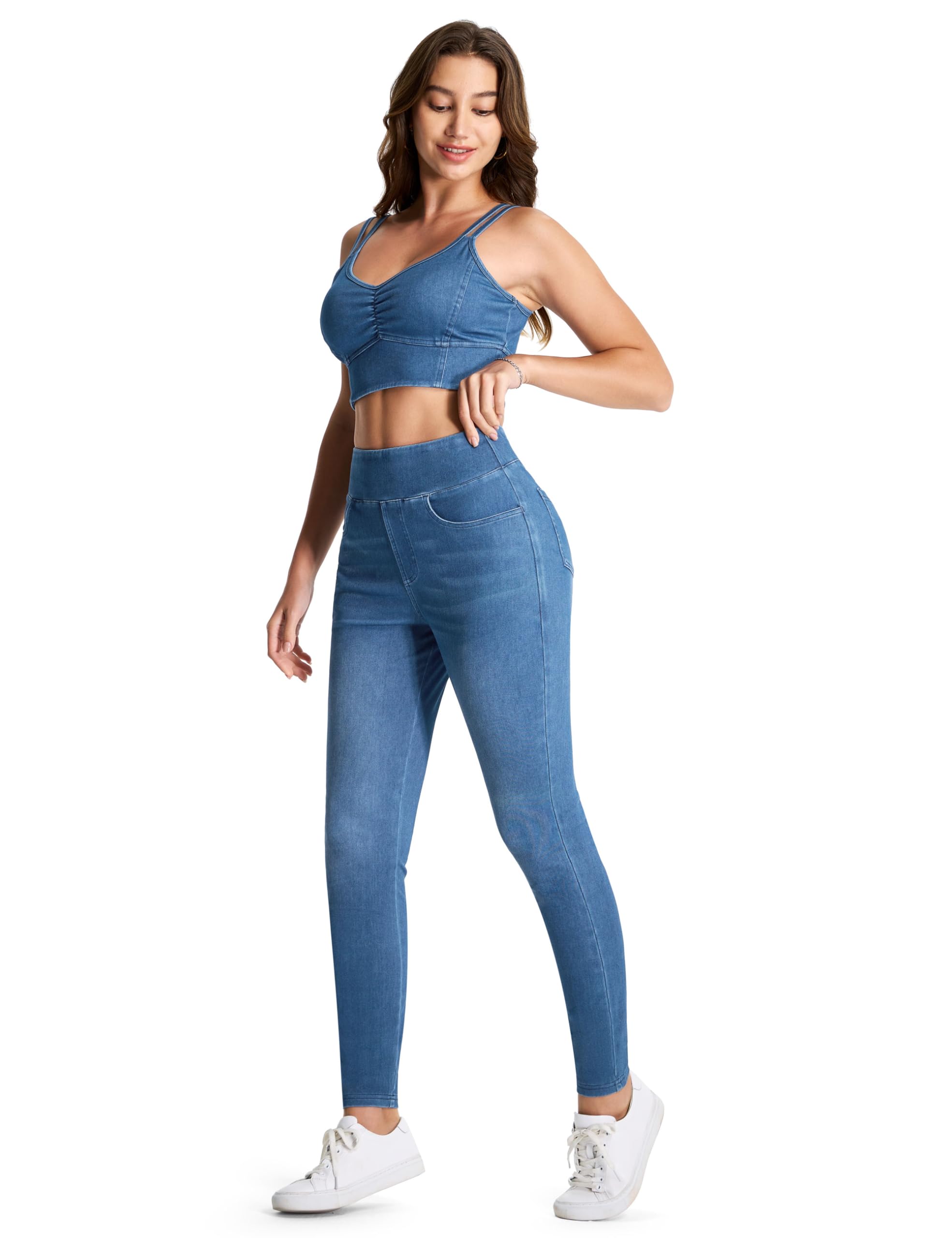 THE GYM PEOPLE Damskie dżinsy Scrunch Butt Stretch High Waist Skinny Jeans