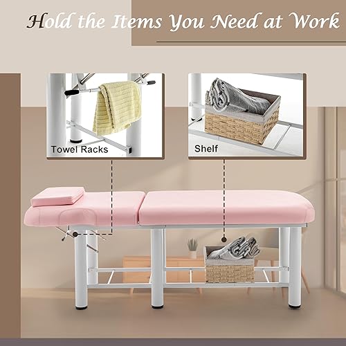 Miniatura 6 de Cama de masaje profesional de 73 pulgadas, mesa de tratamiento con reposacabezas extraíble, mesa de terapia física estacionaria, spa facial con