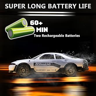 Remote Control Car RC Drift Car 2.4GHz 1:24 4WD 15KM/H High Speed Racing Sport Car with LED Lights Drifting Tire Racing Sport Toy for Adults Boys Girls Kids Gift 2Pcs Rechargeable Batteries