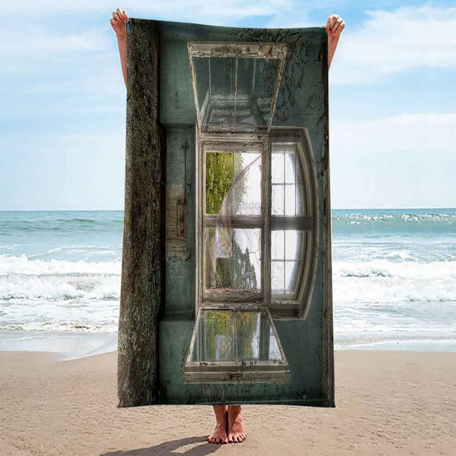 Telo Da Mare 3D Davanzale Della Stanza Stampato Asciugamano Da Spiaggia 150x200cm Asciugamano Microfibra Grande Antisabbia Leggero Telo Mare Per Sport Piscina Viaggi In Famiglia Vacanze