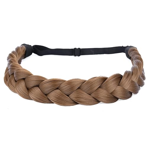 DIGUAN Diadema trenzada de pelo sintético para mujeres y niñas, accesorio de belleza, 1.76 oz (marrón medio)
