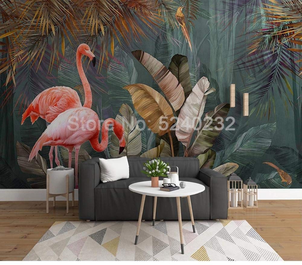 Papier peint tropical pour salon moderne avec feuilles de bananier