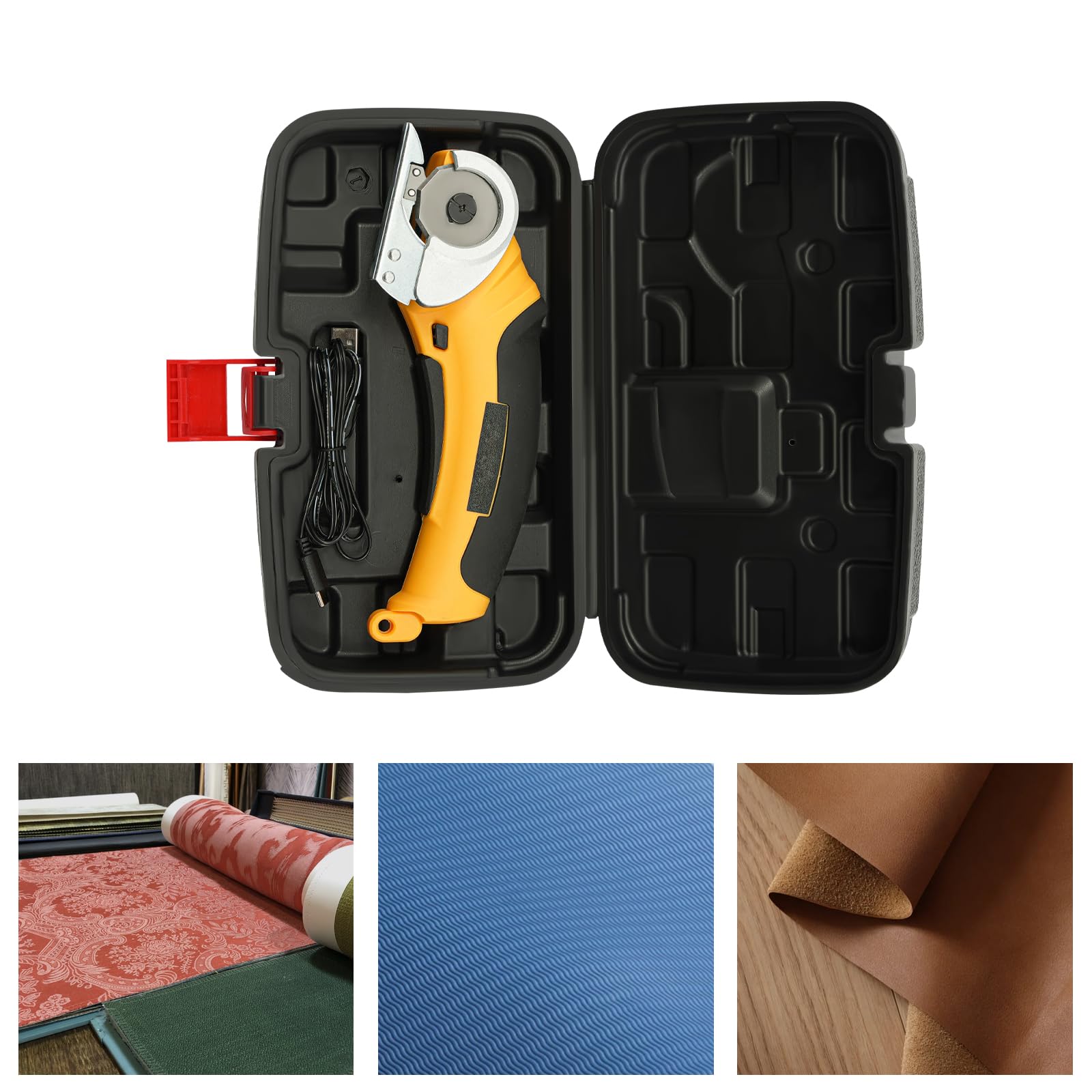 Tijeras de tela eléctricas inalámbricas – Práctico cortador de tela, motor sin escobillas, corta tela, algodón, alfombra de hasta 3 mm, para manualidades, costura