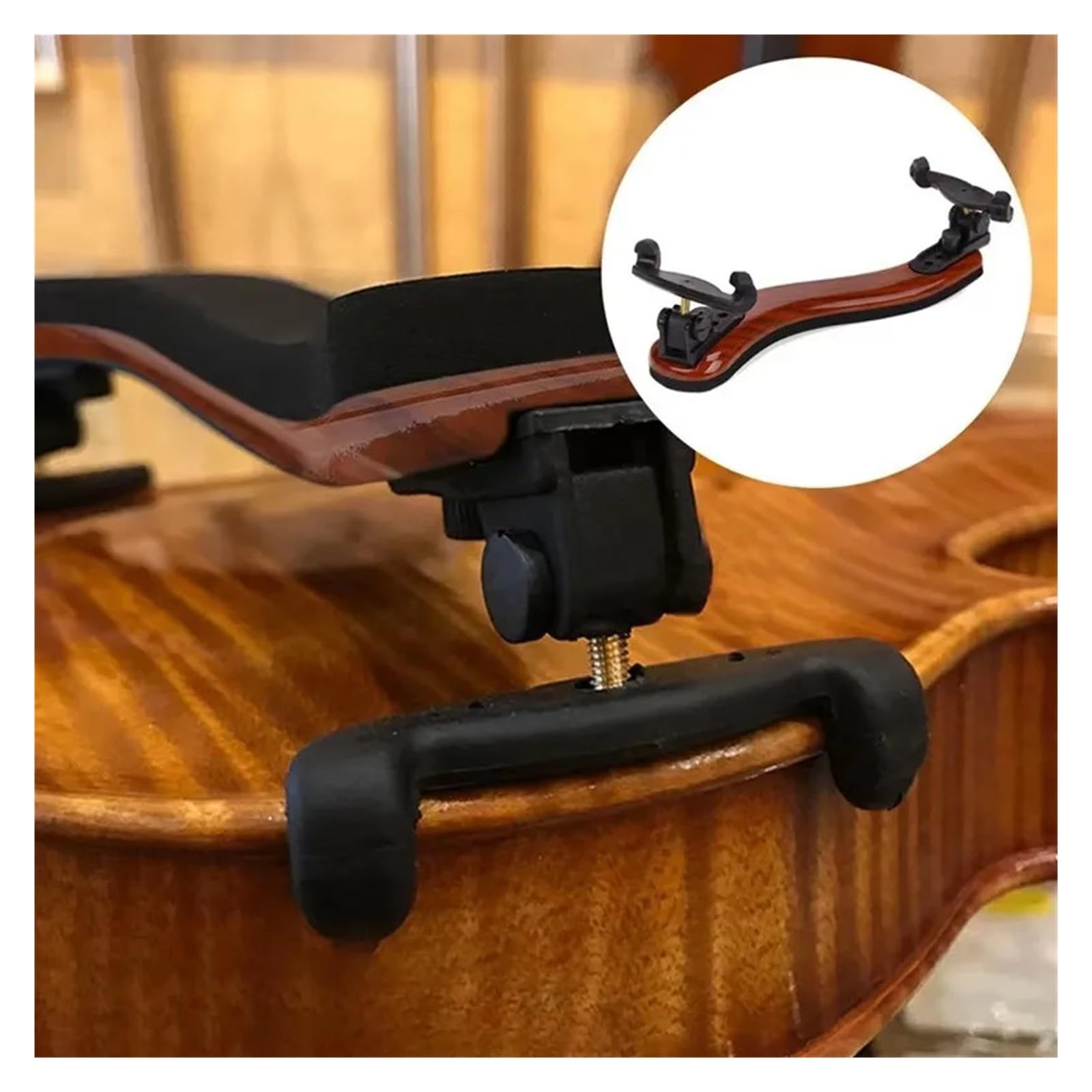 Apoyabrazos de violín de madera veteada 1/4 1/2 3/4 4/4 Hombreras de altura ajustable for accesorios de violines