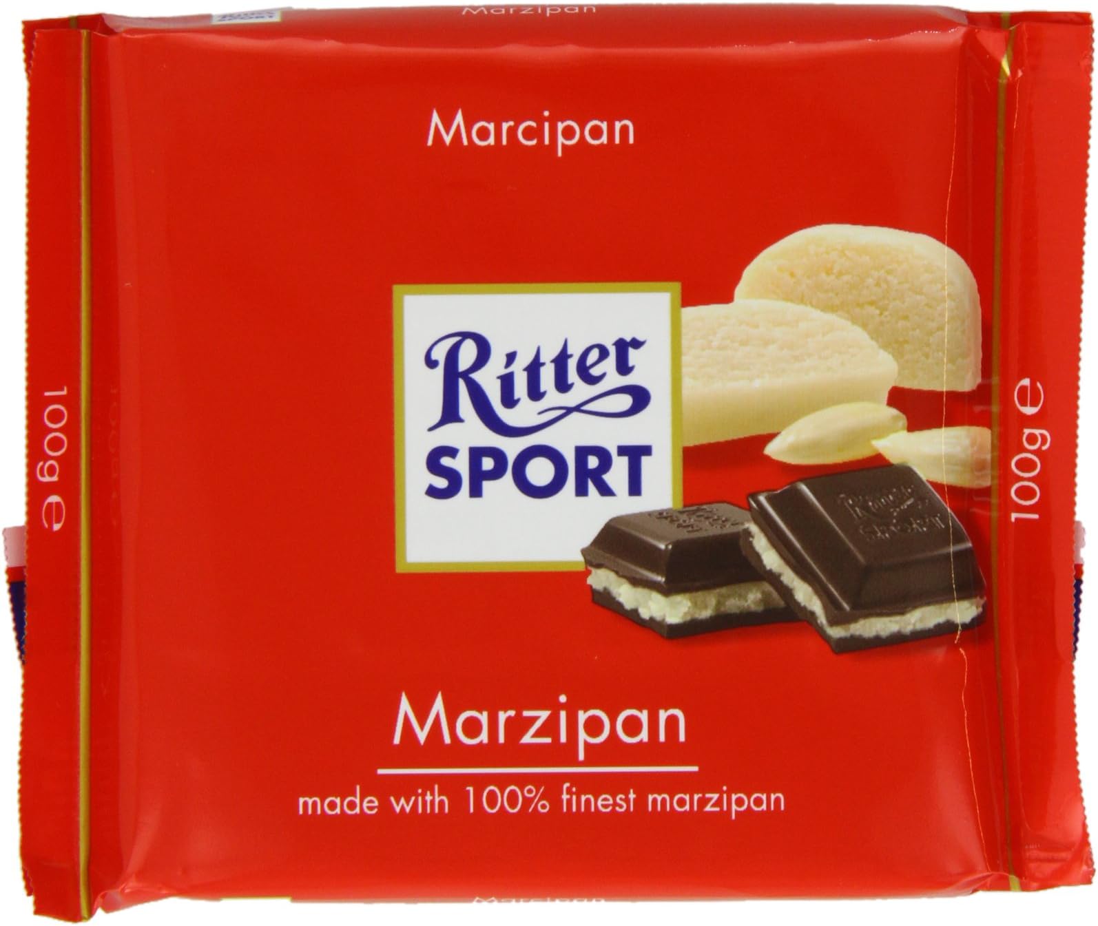 Ritter Sport Marzipan Chocolate Bar 100 g (Pack of 5)