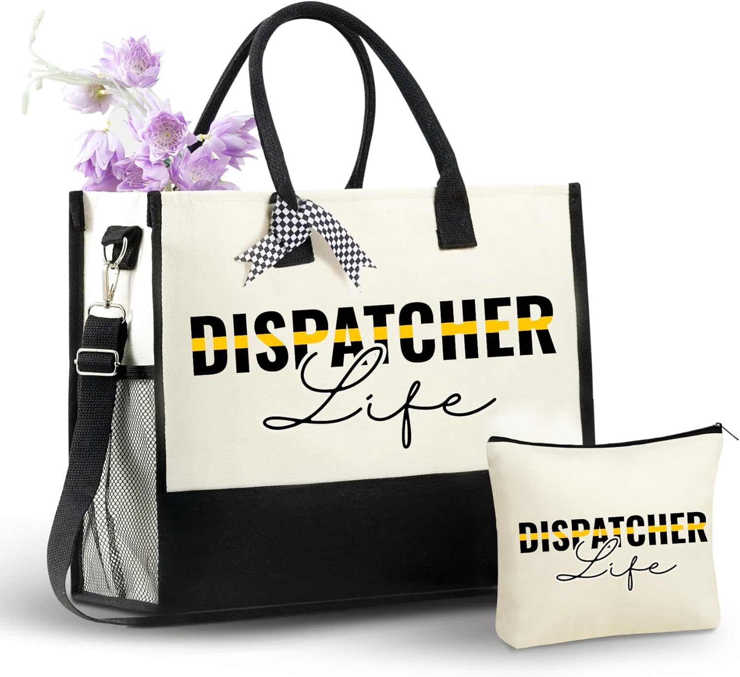 InnoBeta Dispatcher Gifts for Women Canvas Tote Bag on Dispatcher Appreciation Day, Tote with Top Zipper Closure and Shoulder Strap - Dispatcher Life