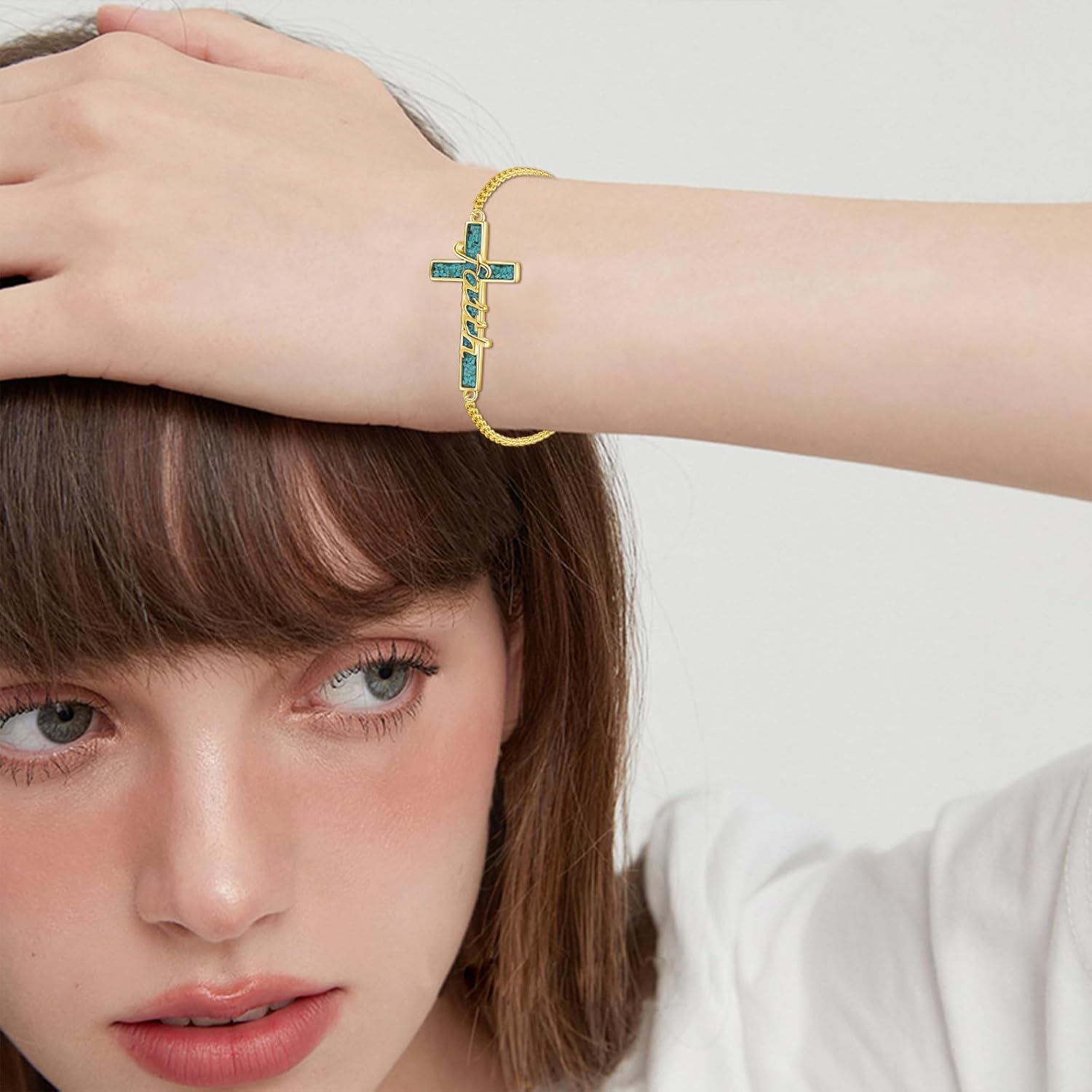 Midir&Etain Cross Bracelet 925 Sterling Silver Faith Christian Religious Anklet Bracelet Christian Cross Jewelry Gifts for Women