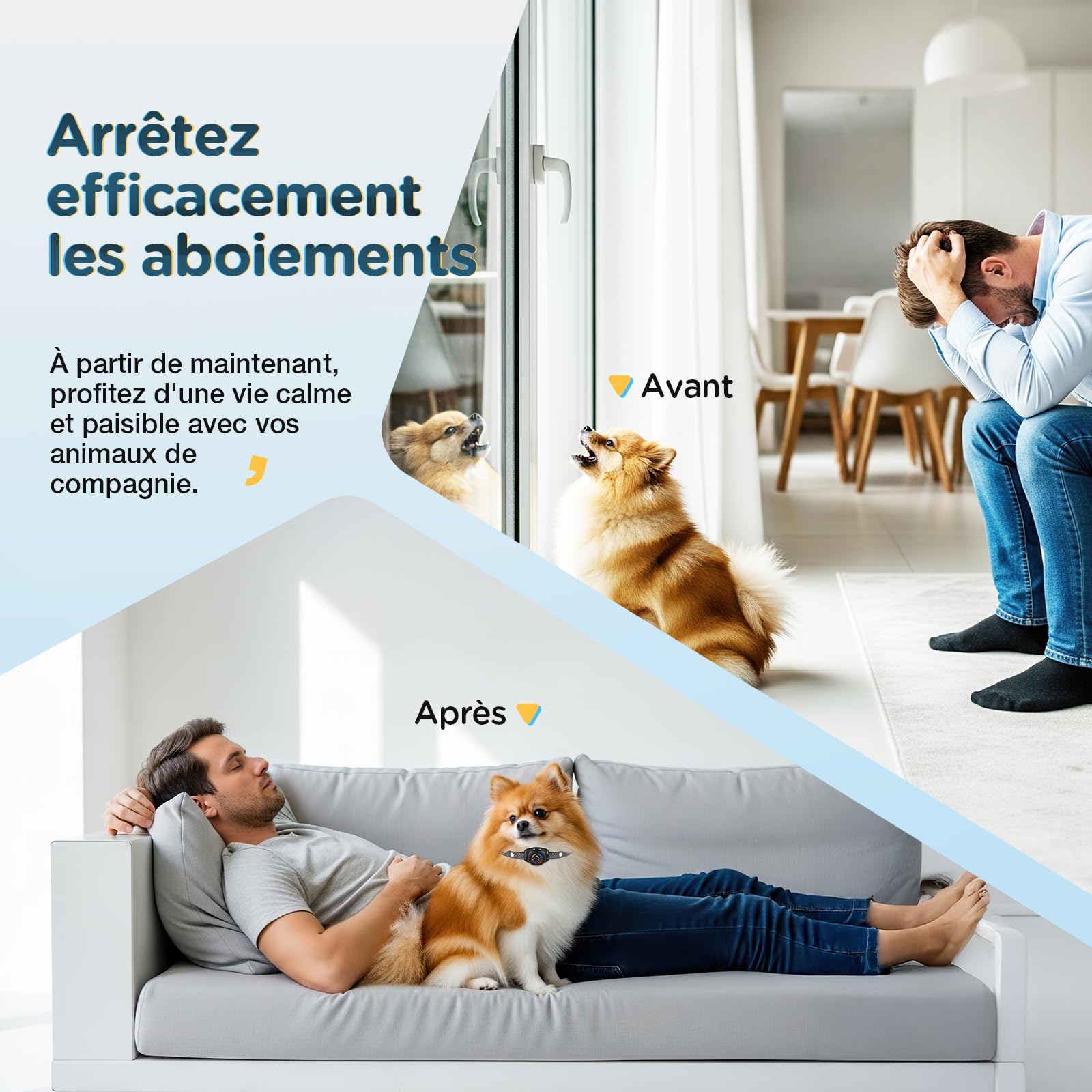 Collar Antiladridos Perros Pequeños Recargable, Antiladridos, Súper Fino y Ligero, 3 Modos y 7 Niveles de Sensibilidad, Detección Inteligente de Ladridos, Impermeable IP67 para Perros Pequeños