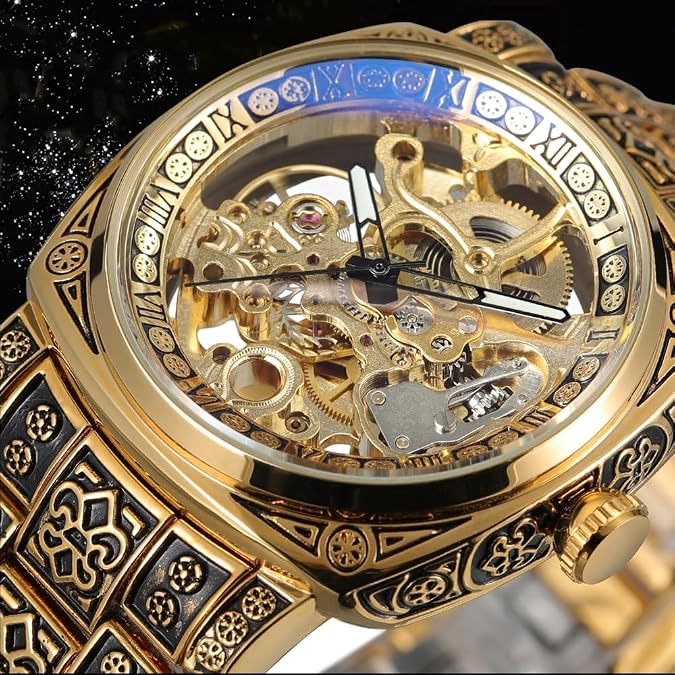 FORSINING Luxury Square Skeleton Mechanical Men Watch Automatic Movement Hollow Design Stainless Steel/Genuine Leather Strap Male Vintage Watches
