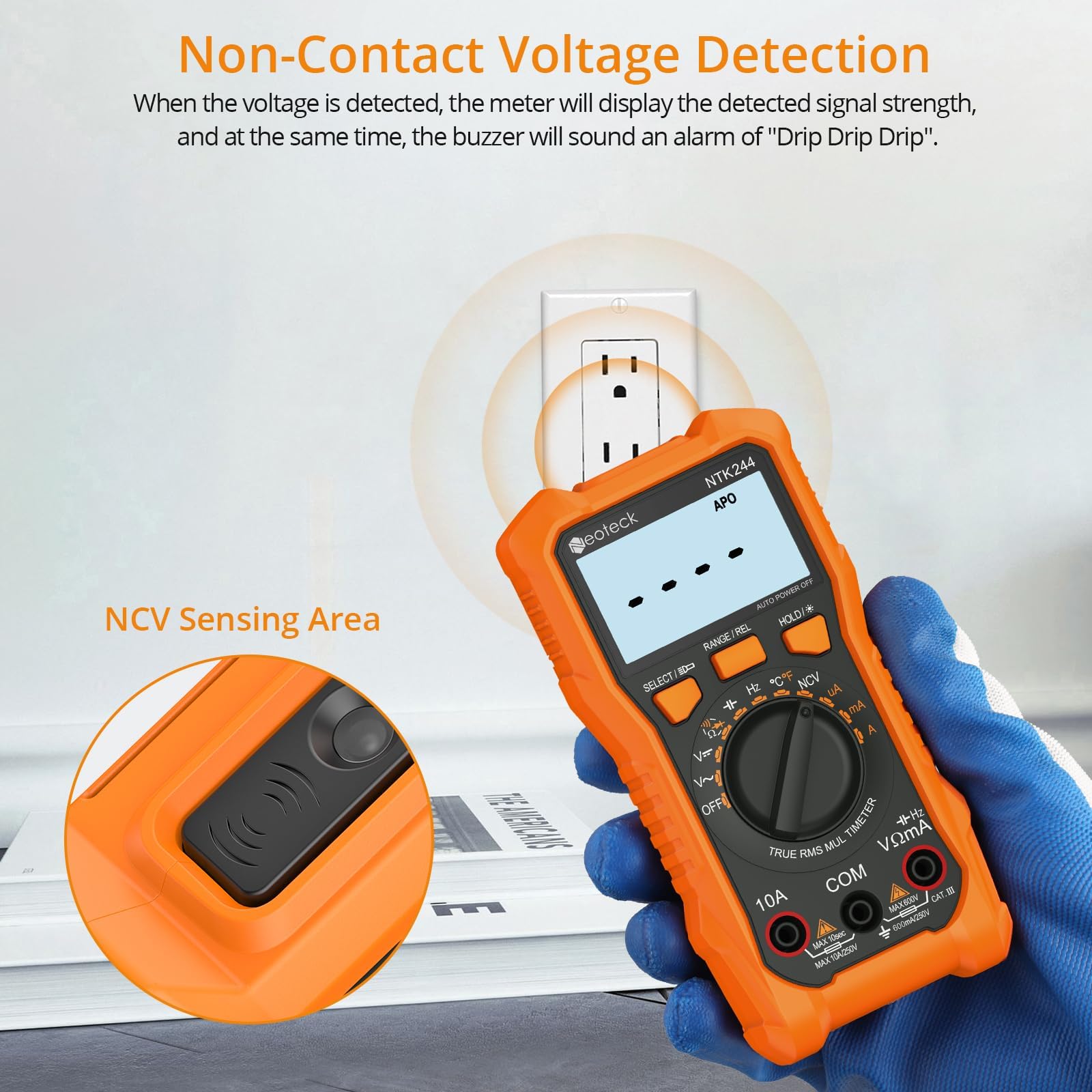 Neoteck Digital Multimeter Voltmeter Tester with NCV, LCD for AC/DC Voltage&Current, Resistance, Capacitance, Live Wire - Image 4