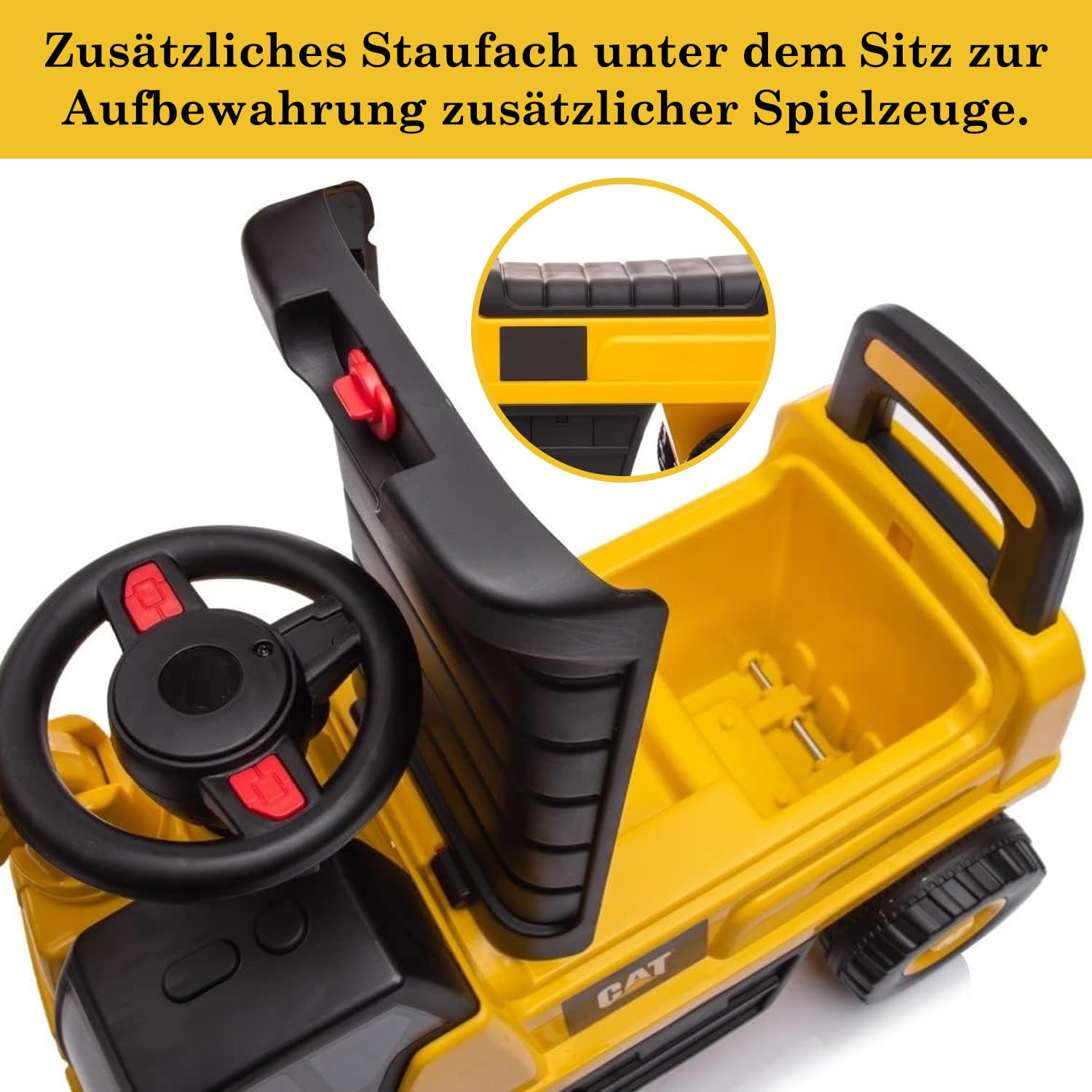 COIL Ride-On Auto, Mobiles Fahrzeug für Kinder ab 12 Monaten, COIL Rutschauto, Rutscher, Rutschfahrzeug, mobiles Fahrzeug, Lenkrad mit Geräuschen, Sandspielzeug, Großbagger/-lader,