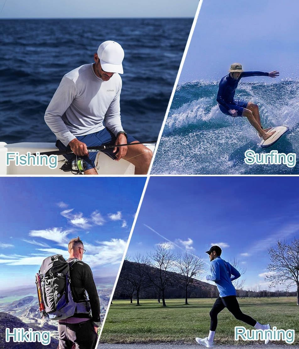 2 Pack Men’s Sun Protection Shirts UPF 50+ Long Sleeve Swim Rash Guard for Fishing, Running, Hiking, Fitness - Image 5