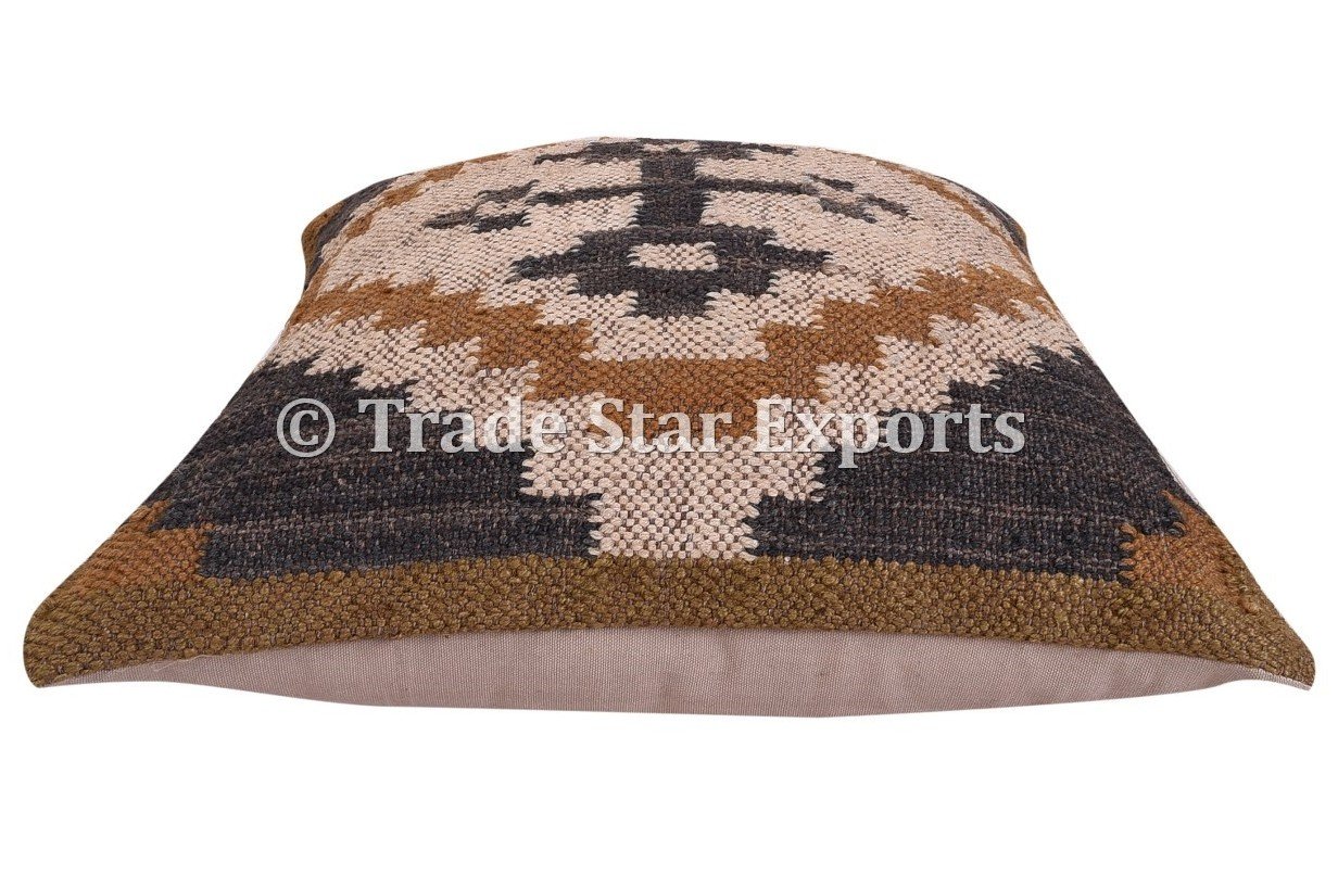 Trade Star Exports Set di 5 Indiano Kilim Cuscino, 18 x 18 Tappeto in Juta Tessuto a Mano, guanciale Quadrato Fatto a Mano, Cuscini Kelim Cuscino Decorativo Sham, Boho Cuscini