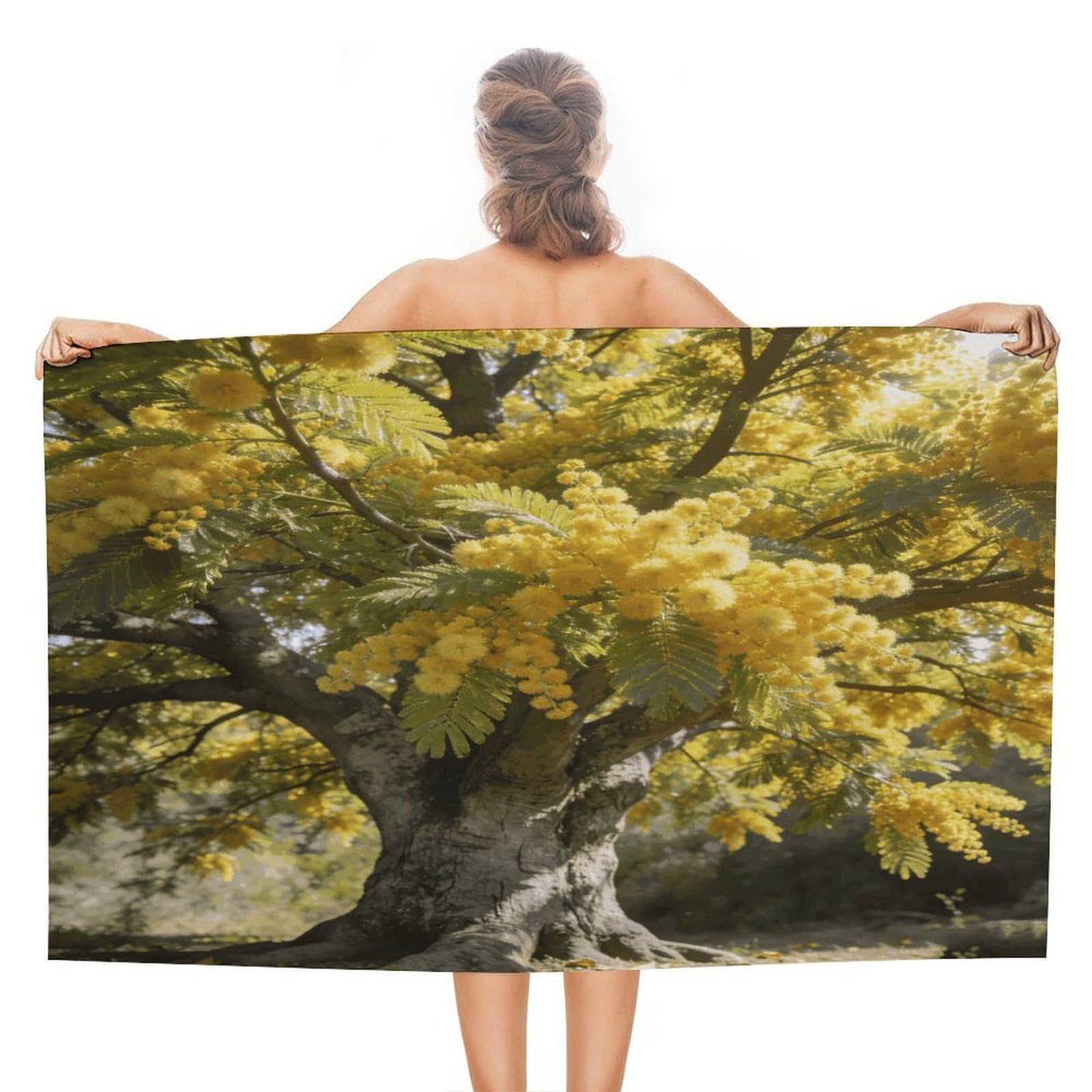 VstaDank Acacia Bath Towel Stylish Double-Faced Pile Travel Towel Soft Absorbent Beach Towel for Pool Swim Sports Camping Adults Gift 51X31 Inch