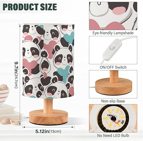 Miniatura 3 de Night Lamp Table Desk Lamp Burlap Cute Panda Head Table Lamps for Girls Dorm Room