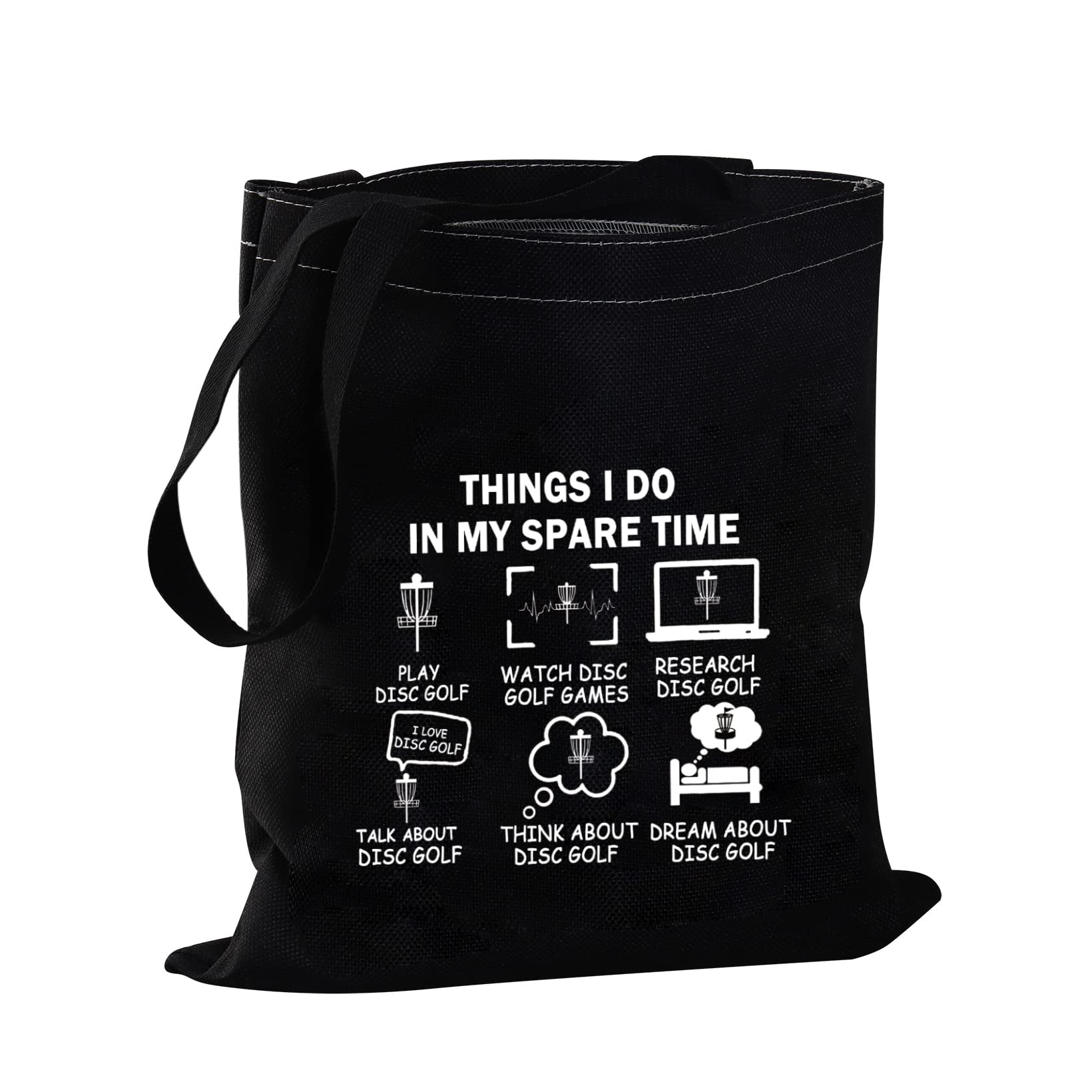 JYTAPP Funny Disc Golf Lover Gift Golfer Tote Bag Things I Do In My Spare Time Disc Golf Bag Humor Disc Golfing Player Gift