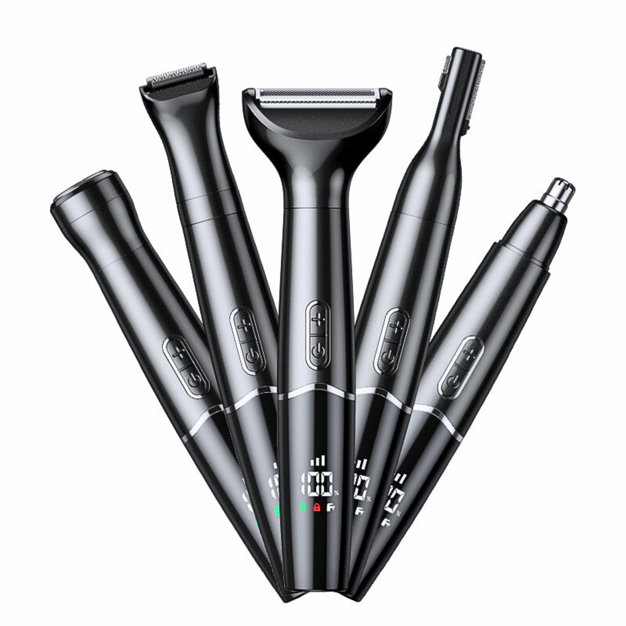 5-in-1 Rechargeable Nose Ear Hair Trimmer - IPX7 Waterproof Dual Edge Grooming Kit for Men Women Perfect for
