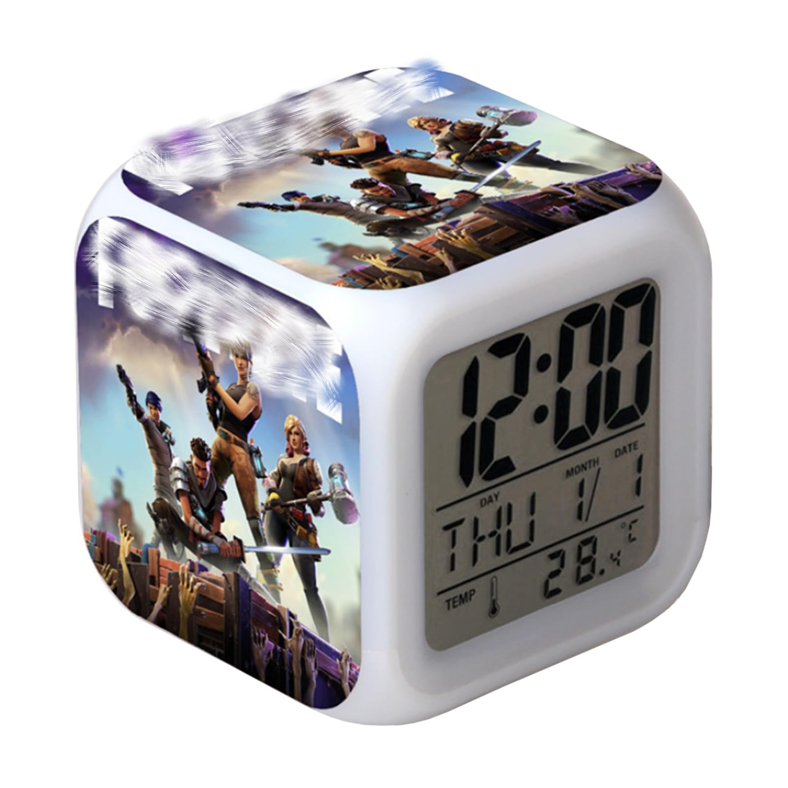 Heartsking Kids Alarm Clock, Digital Clock Bedside LED with Charging Cable, Sleep Trainer Alarm for Kids with 7 Change Color Lights Temperature Calendar Music for Kids Gift Bedroom Bedside — image 1