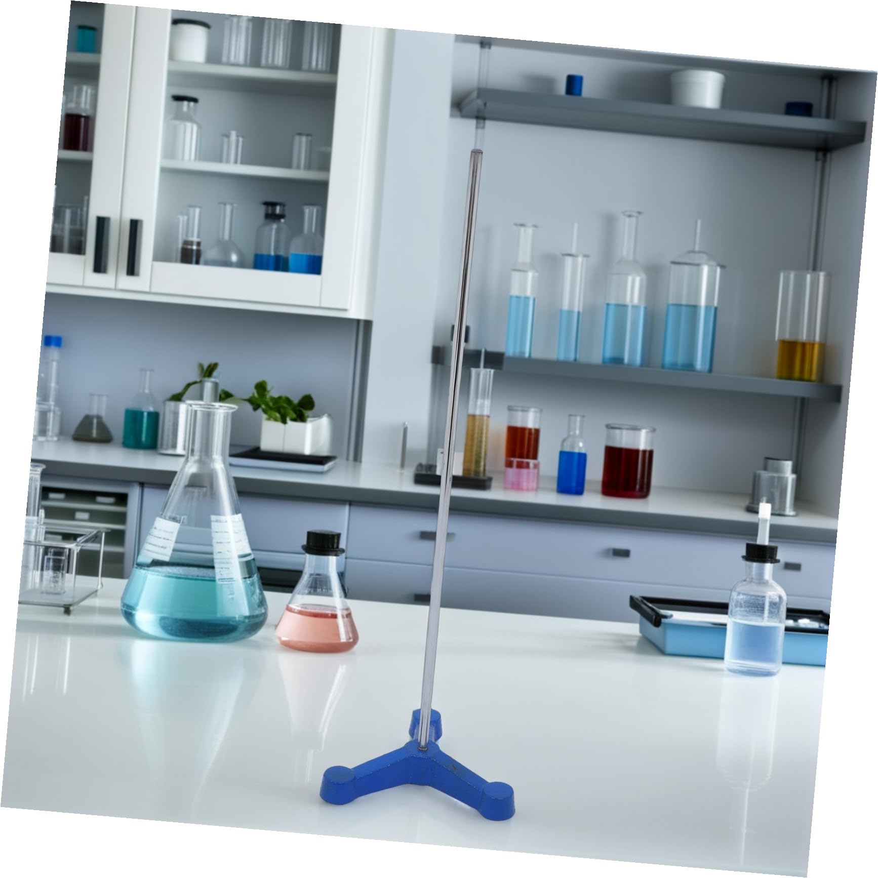 OUNONA Laborstativ mit Langer Stange und Stabilem Dreibeinfuß aus Eisen für Glaswaren und Becherständer für Biologisches Labor und Zuverlässige Stabilität