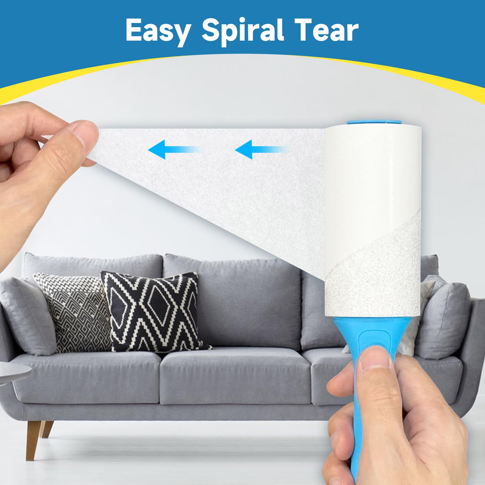 Swihauk 600 Sheets Extra Sticky Lint Rollers for Pet Hair, Easy Spiral Tear Lint Roller for Clothes with Ergonomic Handle, Multipurpose Lint Remover for Furniture, Carpet, Car Seat - image 4