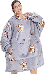 Cobertor vestível com capuz, cobertor de moletom de lã de ovelha grande com bolso e mangas, cobertor com capuz quente aconchegante para adultos