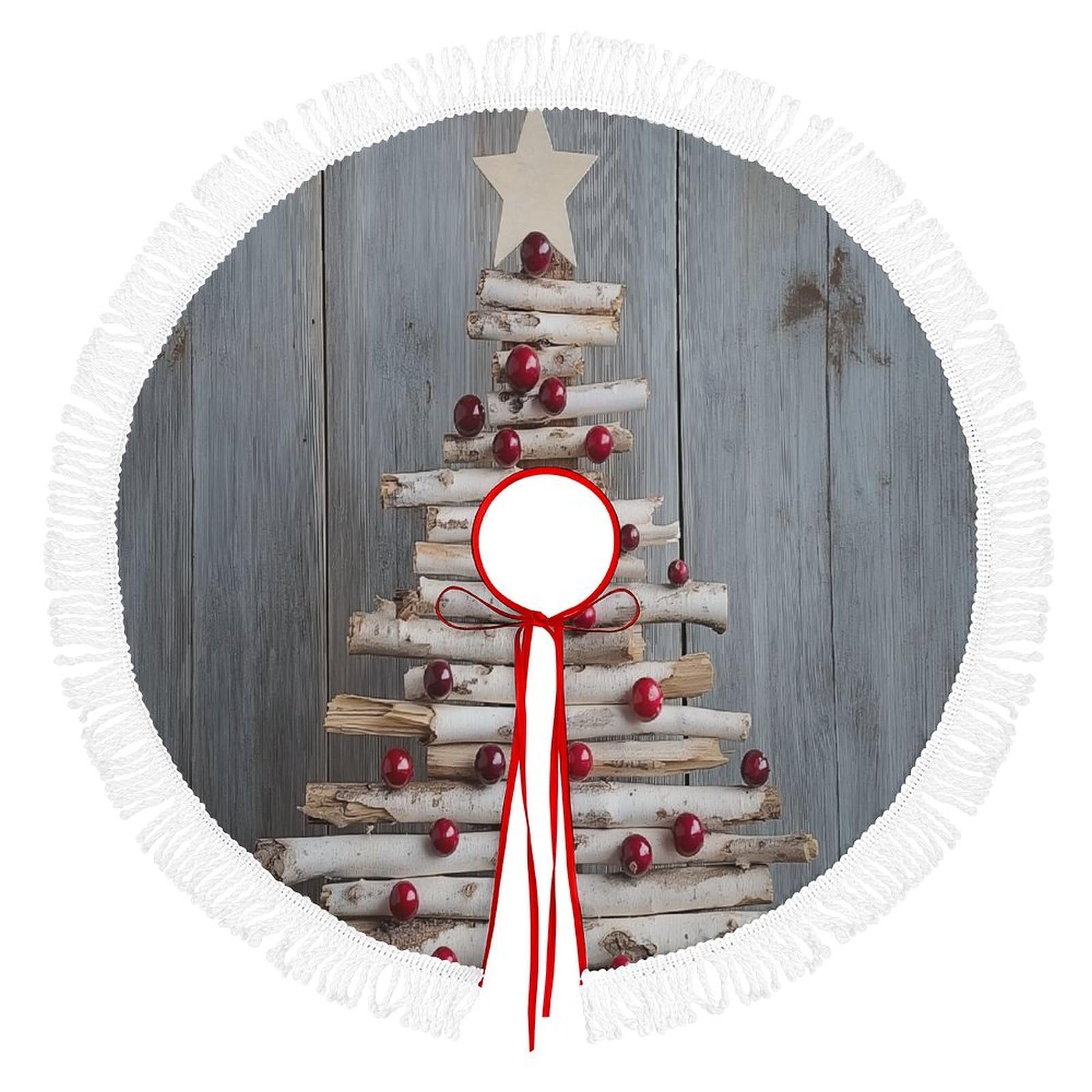 Jupe d'arbre de Noël 122 cm pour cacher les pieds de sapin laids avec un tapis étoile de fête