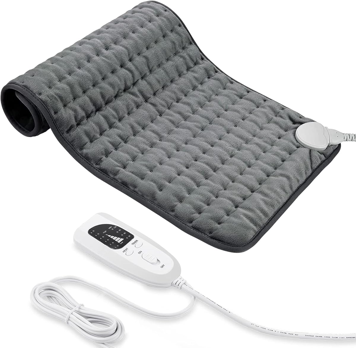 Heating pad, Electric Heat Pad with Automatic Switch-Off and 6 Temperature Levels Heating pad for Back Neck Shoulder Belly Heating Technology - Machine Washable. (12" x 24", Dark Gray)